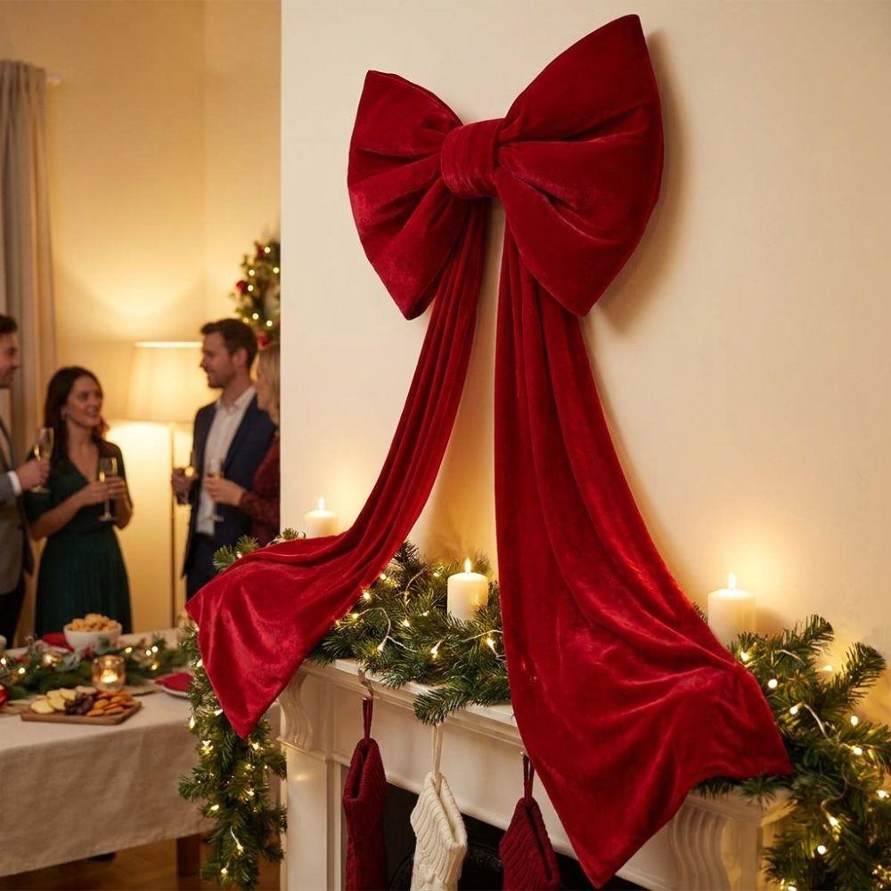 Soft Draping Christmas Tree Topper Bow Long Streamers Christmas Wreaths Bow Wedding Decoration