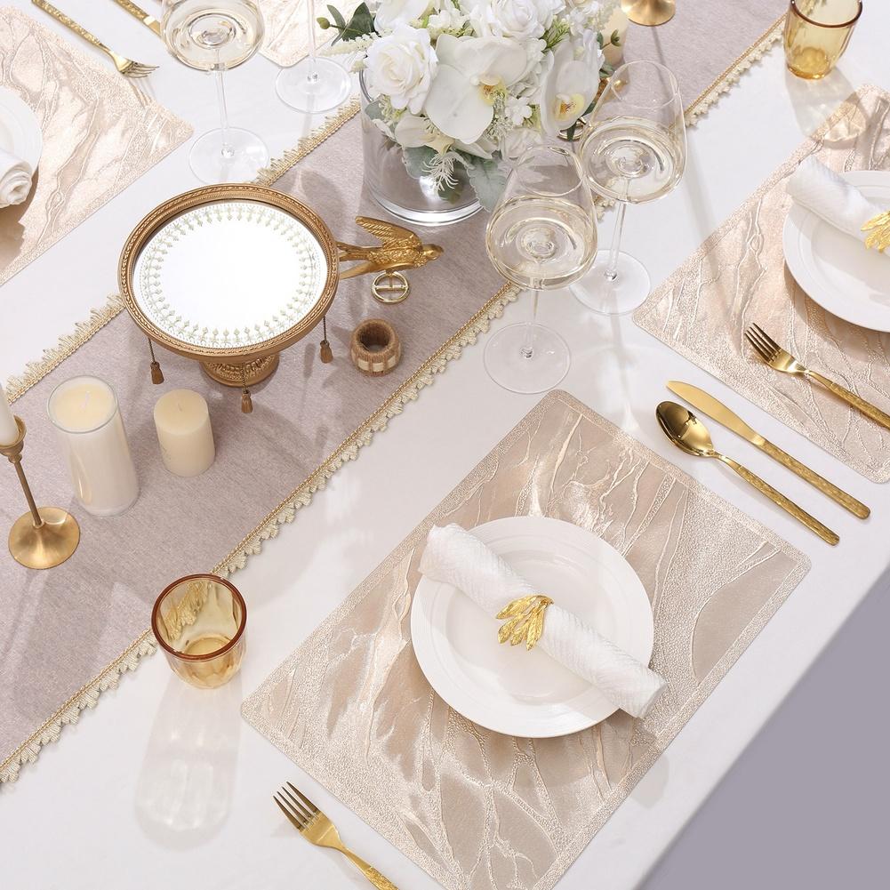 Waterproof Oil Resistant PVC Table Mats with Non Slip Backing Set of 6 Contemporary Rectangle Placemats for Dining