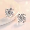 925 Sterling Silver Clover Diamond Stud Earrings Fashion Flower Earrings Earrings