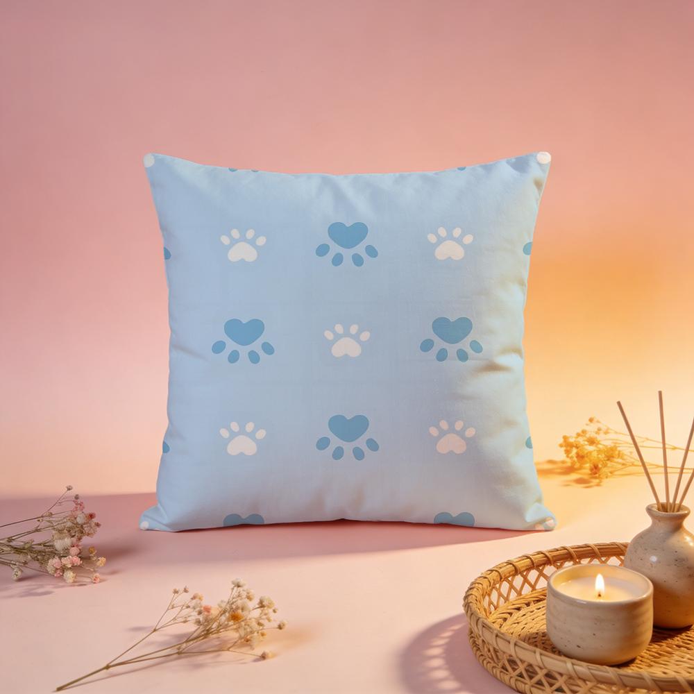 Sweet Pastel Paw Print Cushion Cover Comfortable Durable Pillow Cover MultiScene for Home Office Car Sofa