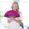 Yousheng Holographic Folding Fan Portable Iridescent PVC Hand Fan Rainbow Summer Hand Held Fan Decoration Dance Performance Props Party Accessories