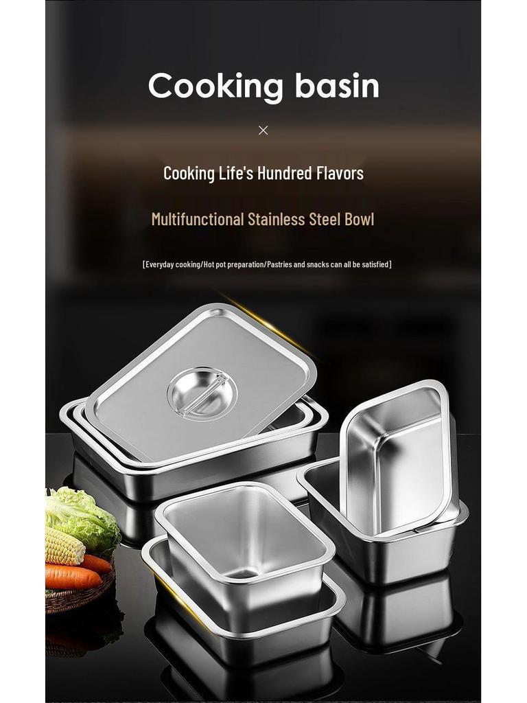 Очень большой глубокий прямоугольный самообслуживаемый пищевой бассейн из нержавеющей стали 304 с крышкой