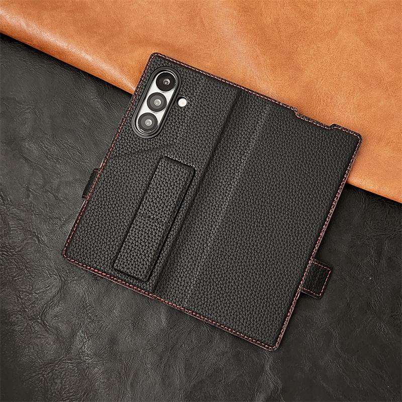 For Samsung Galaxy Z Fold 7 6 5 4 3 5G Luxury PU Leather Wallet Card Holder Phone Case With Screen Protect Film Shockproof Cover