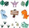 Dinosaur Theme Party Cake Toppers Kit - Jungle Safari Birthday Decorations for Boys - Dinosaur Cake Decor