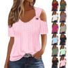 New V-neck Off Shoulder Casual Solid Color Short Sleeved Women's T-Shirt Top