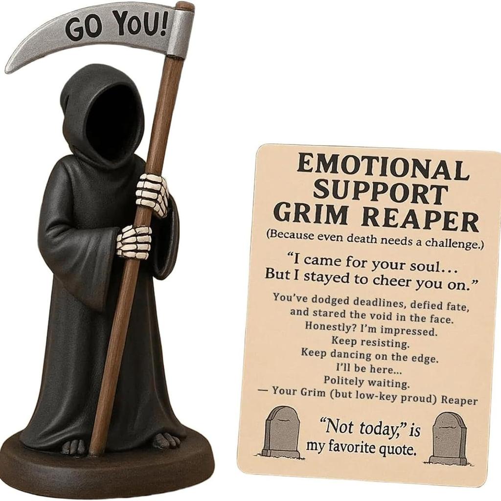 Halloween Emotional Support Grim Reaper Figurine Take The Sickle Ornament Decoration Crafts