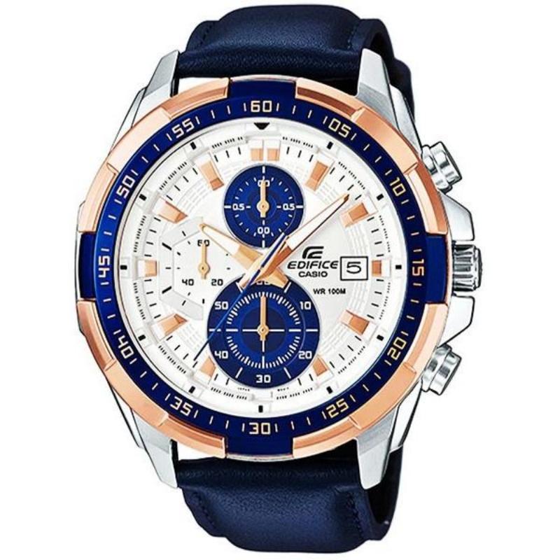 Casio EDIFICE Racing Computer Водонепроницаемый и ударопрочный Механизм Кварцевый механизм Кожаный ремешок Японские и корейские часы Мужские часы Синие EFR-539L-7C