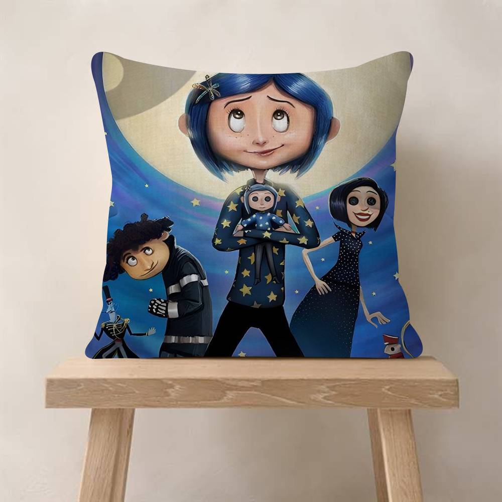 5D Anime CCoraline Cushion Cover Inches Farmhouse Decor Home Throw Pillow Covers For Couch Decorations