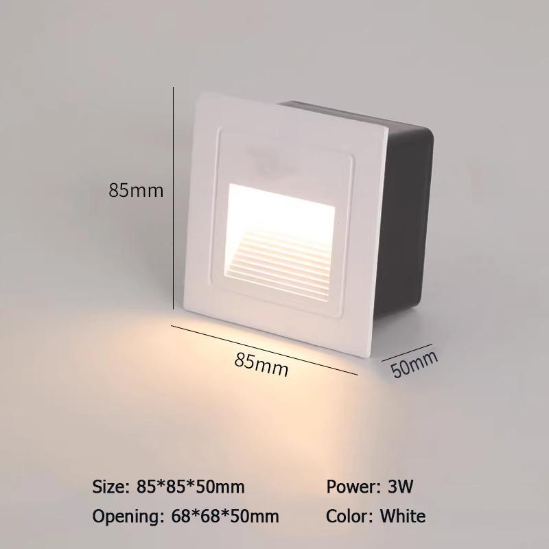 Indoor Outdoor Waterproof 3W LED Footlight Aluminum Home Lighting Step Stair Lights Recessed Corner Wall Lamps Garden Light