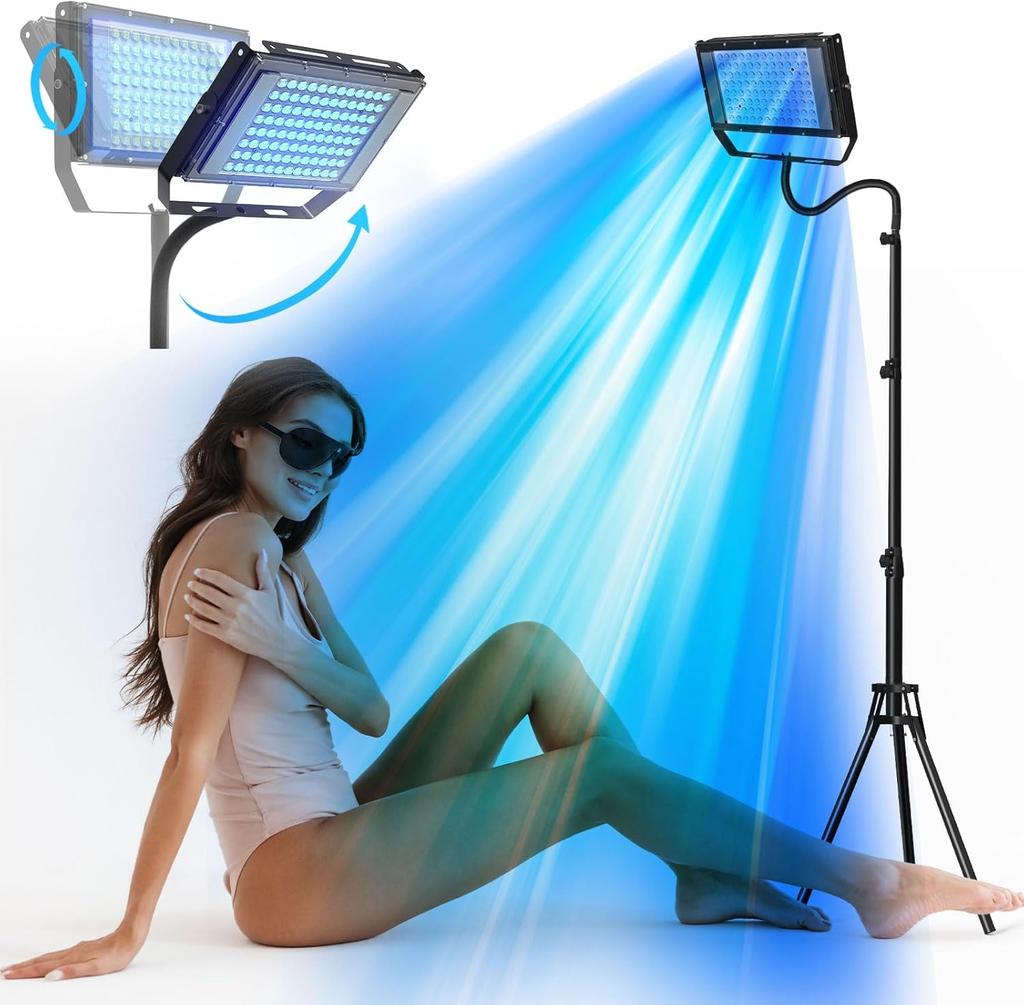 Ultraviolet Tanning Lamp 50W Solarium Lamp for Tanning Body 96PCS Blue Light Lamp Wavelength 460nm & 480nm Skin Care