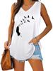 Women Fashion V Neck Tank Top Summer Casual Printed Sleeveless Top