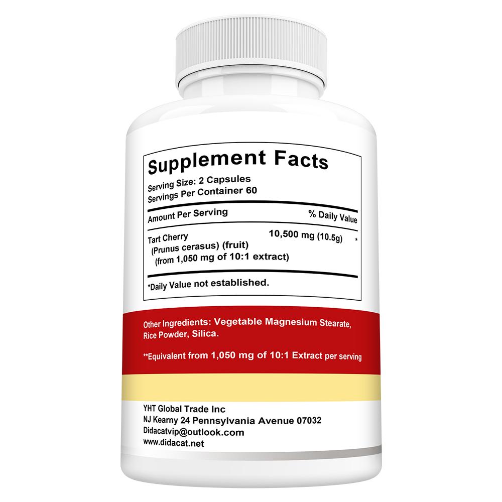 Didacat Tart Cherry Extract 10500mg Supplement, 10:1 Concentrate, 120 Caps