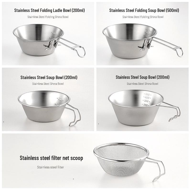 Portable 304 Stainless Steel Sierra Camping Bowl - Foldable Outdoor Picnic Tableware