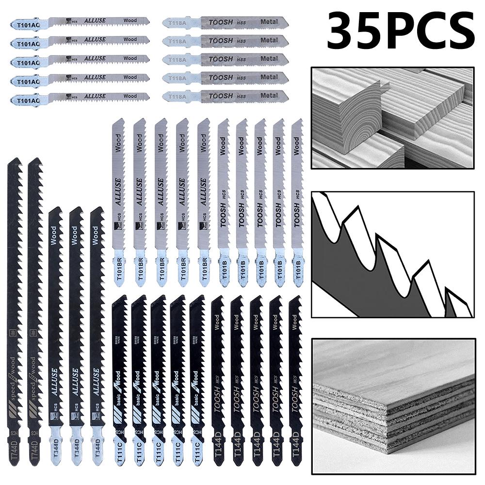 10-50Pcs T-Shaft Jigsaw Blades HCS Assorted Jig Saw Blades For Wood Plastic Metal Cutting Jig Saw Blades for Thin Metal Cutting