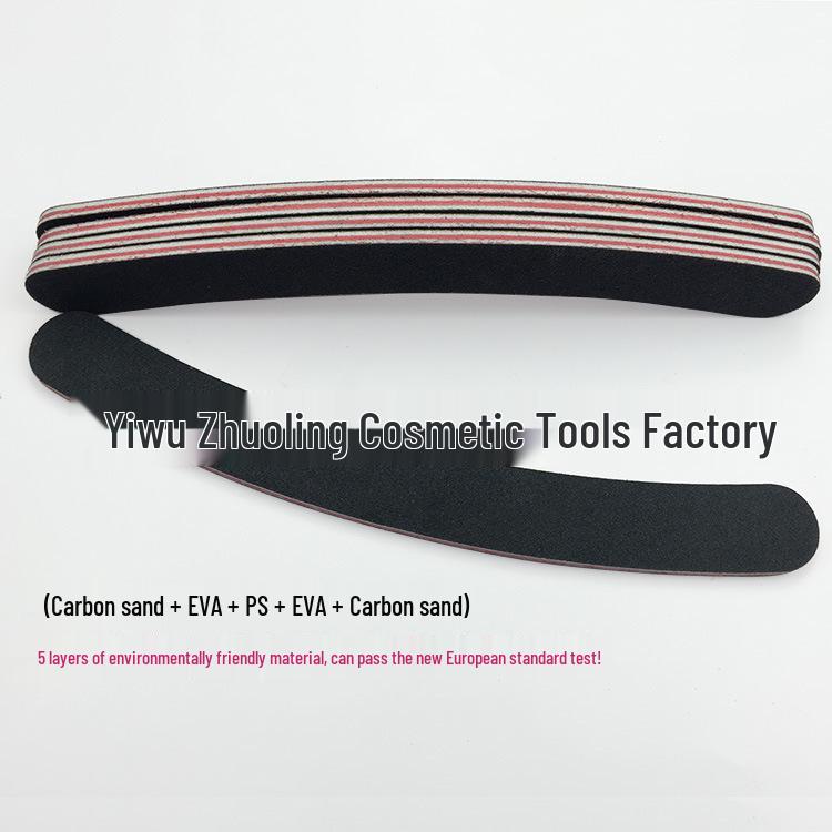 Изогнутая пилка для ногтей Красное сердце Резиновая основа с черной наждачной бумагой - Износостойкая пилка-банан для маникюра, нейл-арта