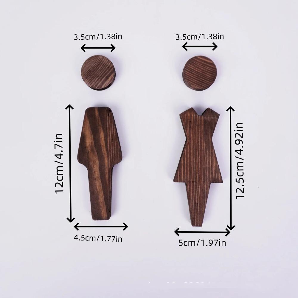 1 Pair Solid Wood Bathroom Sign Men's and Women's WC Door Sign Restroom Sign  Toilet Door Decoration