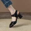 2024 New Women Sandals Spring Summer Retro High Heels Rivet Gladiator Pumps Genuine Leather Casual Buckle Shoes Woman Rome Style
