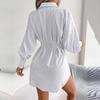 Женское осенне-зимнее однотонное платье с воротником-фонариком и высокой талией, асимметричное платье-рубашка