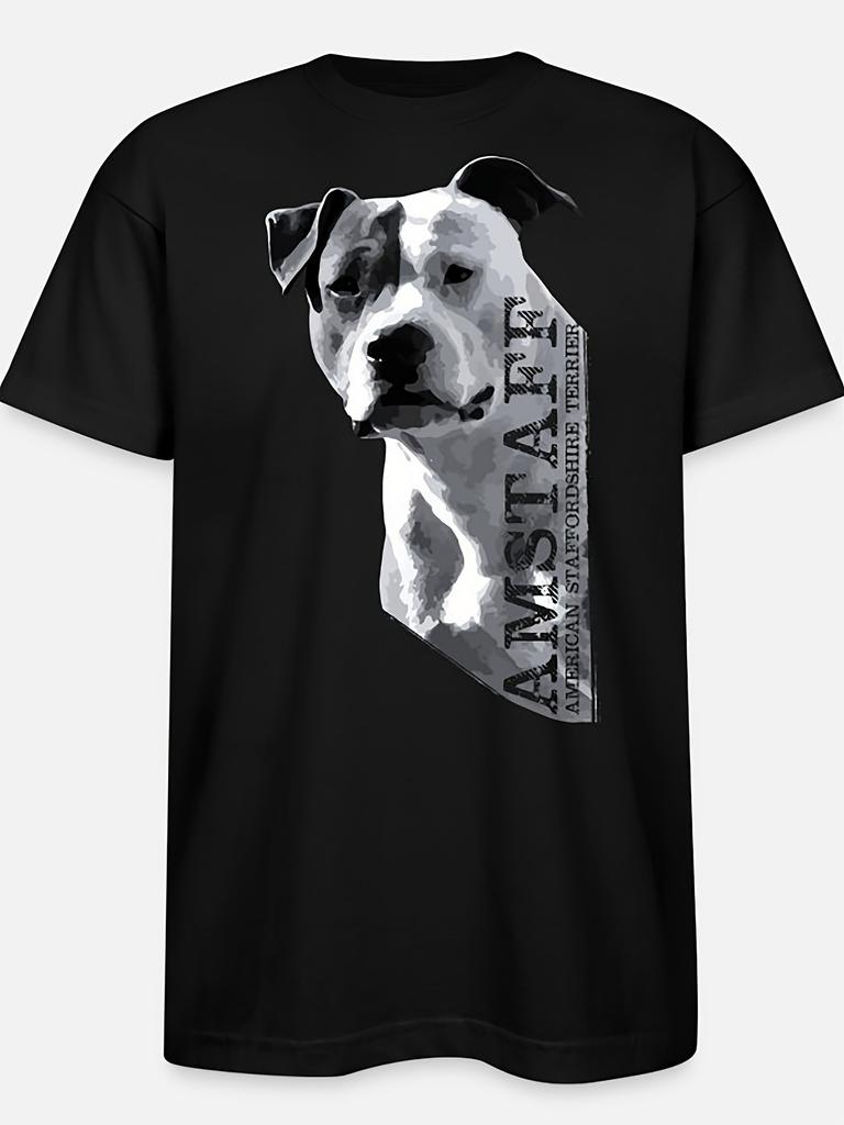 Men'S for american Staffordshire Terrier Tshirt Large Size Dog Breed Print Casual Loose Fit Crew Nec