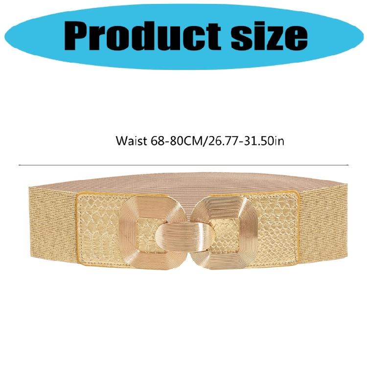 Простой эластичный широкий пояс на талию для женщин Золотая металлическая пряжка-крючок Поясная лента для повседневной носки Формальный наряд Все сочетания
