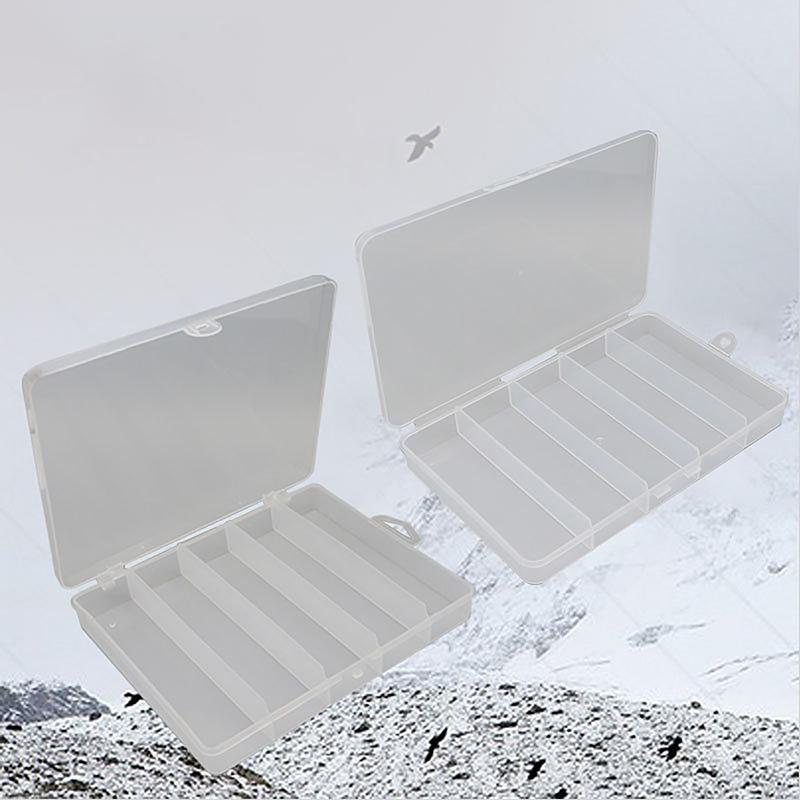 5 Compartment Clear Plastic Lure Storage Case for Fly Fishing Spoons Hooks Baits Tackle Box