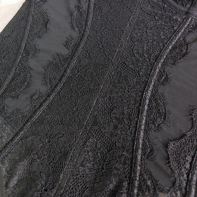 Европейский и американский кружевной пэчворк, прозрачный облегающий боди