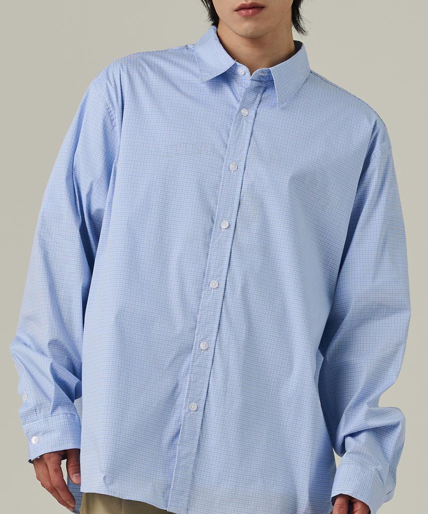 ANALOG MOOD Plaid Oversized Check Shirt (Light Blue)