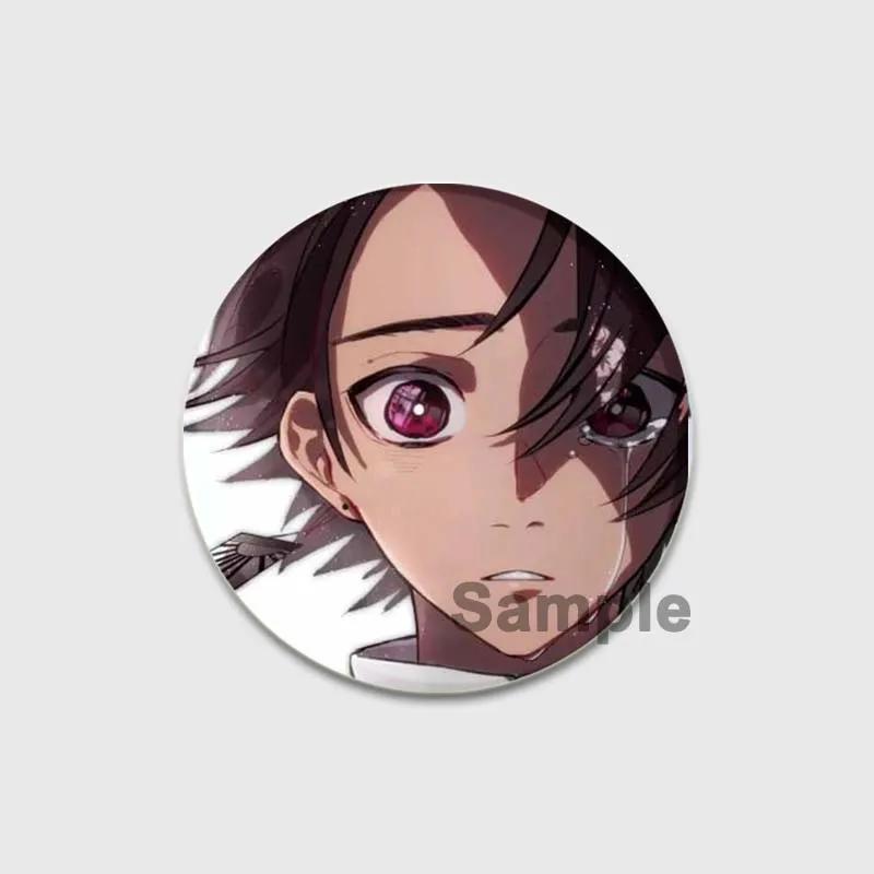 32/44/58mm Round Anime Brooches Kamado Tanjirou Tsuyuri Kanao Hashibira Inosuke Rengoku Kyoujurou Agatsuma Zenitsu Akaza Badge Lapel Pins