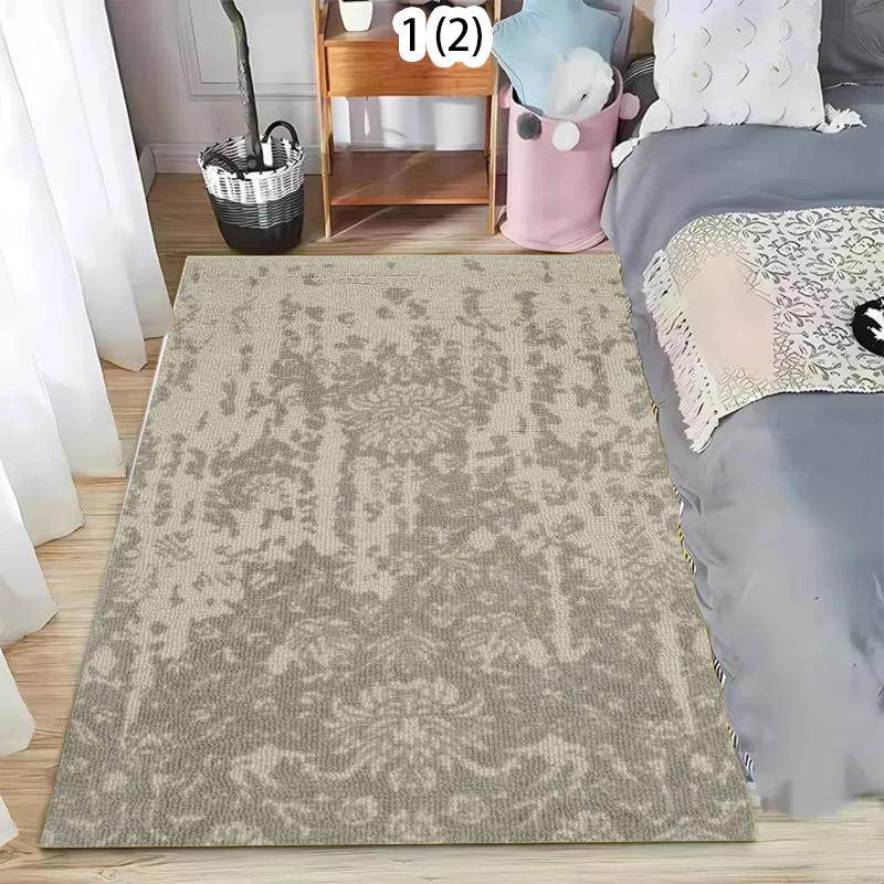 BOHO Blue Vintage Rug Soft Non-Slip Washable Area Carpet Minimalist Vintage Floral Floor Mat for Living Room Bedroom and Office