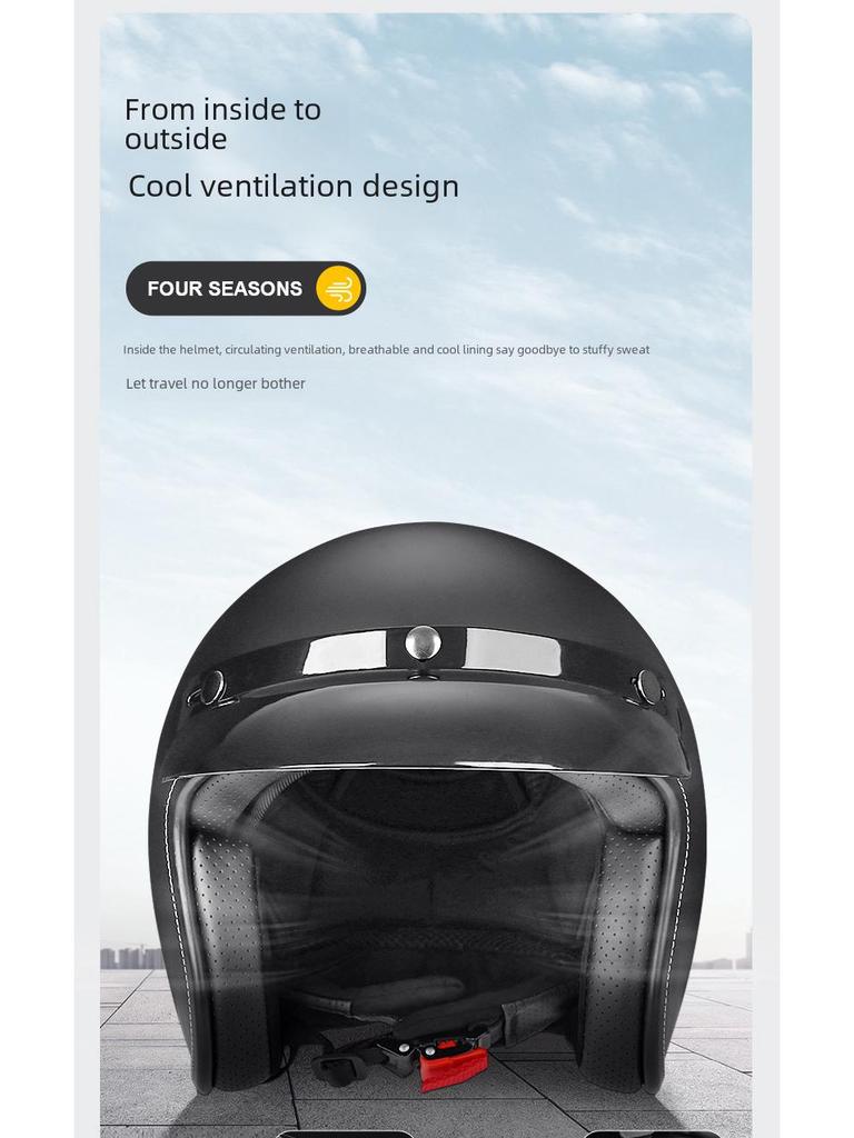 Vintage 701 Half Helmet for Harley & Electric Motorcycles