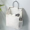 Storage Hanging Bag Large Capacity with Mesh Pocket Multi-functional Bedside Cotton Linen Organising Storage Bag
