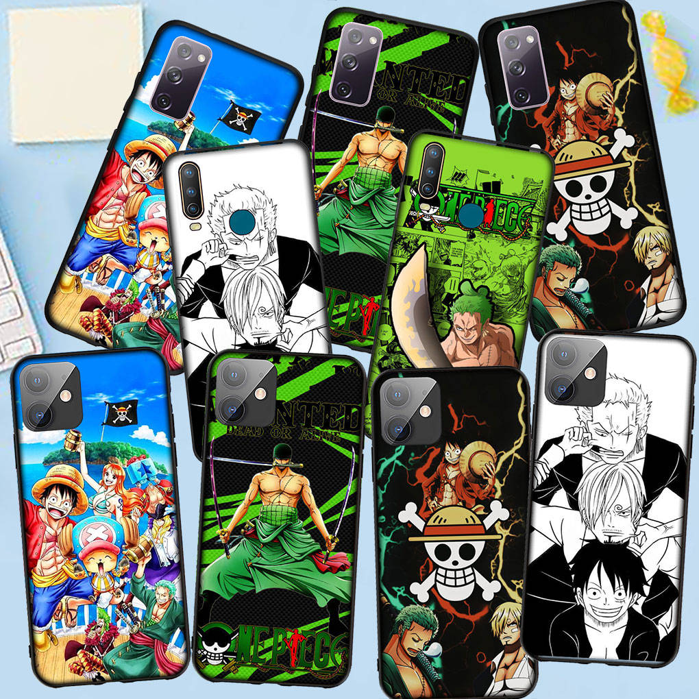 Phone Case for Samsung Galaxy S24 S23 iPhone 15 14 Xiaomi Redmi Note 13 12 11 8 10 9 Pro Max X XR OPPO Huawei Roronoa Zoro Anime Luffy One Piece Cover
