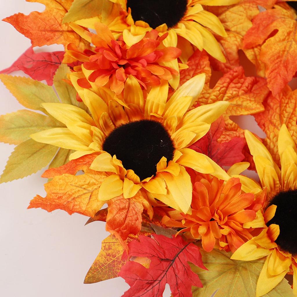 Осенний венок Венок из искусственных цветов Кленовый лист Урожай Осенняя гирлянда для помещения и улицы Хэллоуин Окно Фестиваль Крыльцо
