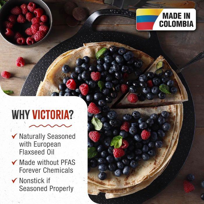 Plaque à Griller en Fonte à Induction pour Pizza, Poêle 38cm pour Barbecue, Four Victoria 34474 Noir 34474