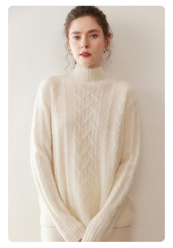 Women's Cashmere Half-High Neck Sweater: Slim, Warm, Fashionable Knit for Autumn/Winter