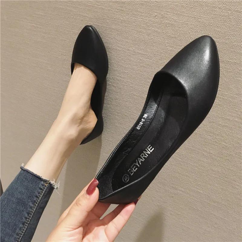Fashion Women's Shoes Bright Surface Soft Leather Comfortable Flat Shoes Pointed Solid Color Shallow Mouth Single Shoe Zapatos Mujer