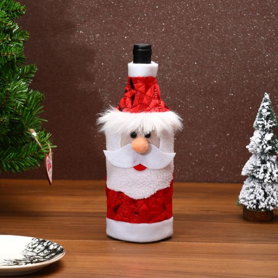 Рождественская винная бутылка Чехол Санта Снеговик Олень Красная винная бутылка Чехол Праздничный стол