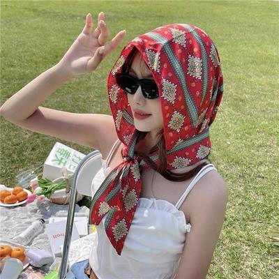 Однотонный головной платок, шапка, шарф в корейском стиле, женский платок, летний шарф, шляпа, солнцезащитный шарф.