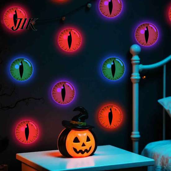 Scary Eye Wall Decor 12/16Pcs Halloween 3D Lighted Eyes Decoration, Glowing Spooky Sticker, LED Light-Up for Walls, Windows, Doors, Holiday