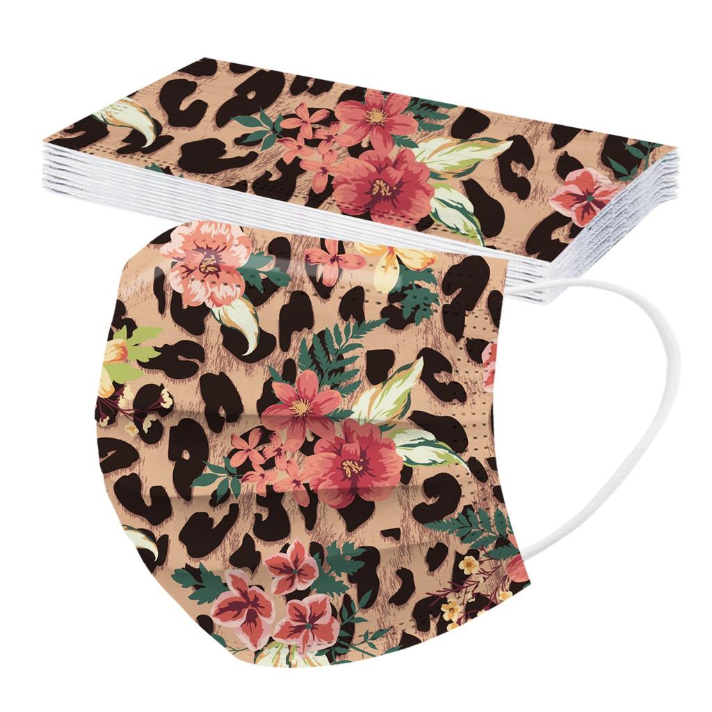 10 шт. трехслойная одноразовая защитная маска с леопардовым принтом для взрослых и цветком