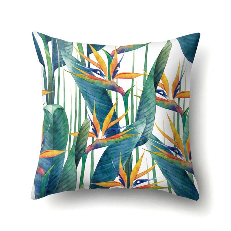 Полиэстеровая наволочка Декоративные цветы Домашнее растение Принт Наволочка Поясничная подушка Чехол на подушку для дивана