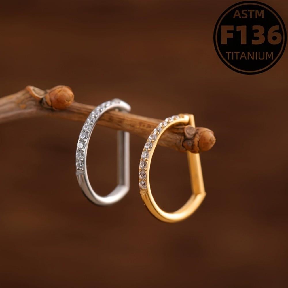 CZ 16G Septum Ring D Shape Body Piercing Jewelry Nose Ring Hoop Conch Helix Piercing
