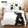 Bulldog Duvet Cover Set Polyester Bulldog Twin Bedding Set Black and White Style Animal Theme Double Queen King Size Quilt Cover