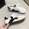Spring/Autumn New Style Round Toe Flat Lace Casual Shoes Color Matching Fashionable Comfortable Elegant Women's Walking Shoes