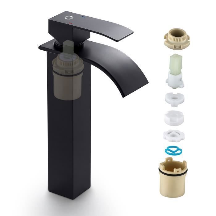 Robinet Cascade Moderne Noir pour Lavabo de Salle de Bain - Cecipa