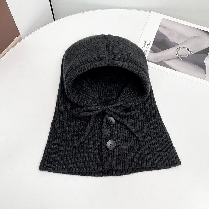 Balaclava Hat, Scarf, Integrated Women's Autumn and Winter Ankla Red Warm Ear Protector Wool Hat