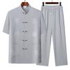 Summer Suit Men's Ice Silk Short-sleeved Shirt Chinese Style Tang Suit Two-piece Suit