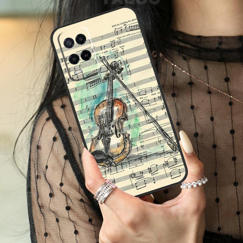 Чехол-книжка для скрипки и пианино для Oppo A80 A60 A40 A17 A57 A77 A74 A54 A94 A78 A98 A18 A38 A58 A96 A76 A16 A15 A5 Pro