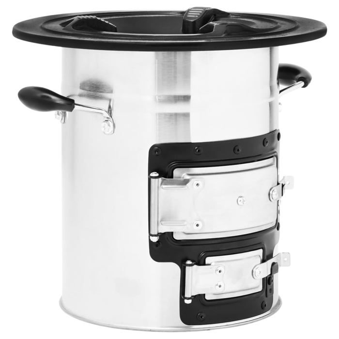 VidaXL Camping Wood Stove Silver 51.5x35x30.5cm Stainless Steel, Charcoal Grill, Wood Stove, Patio Heater, 319442