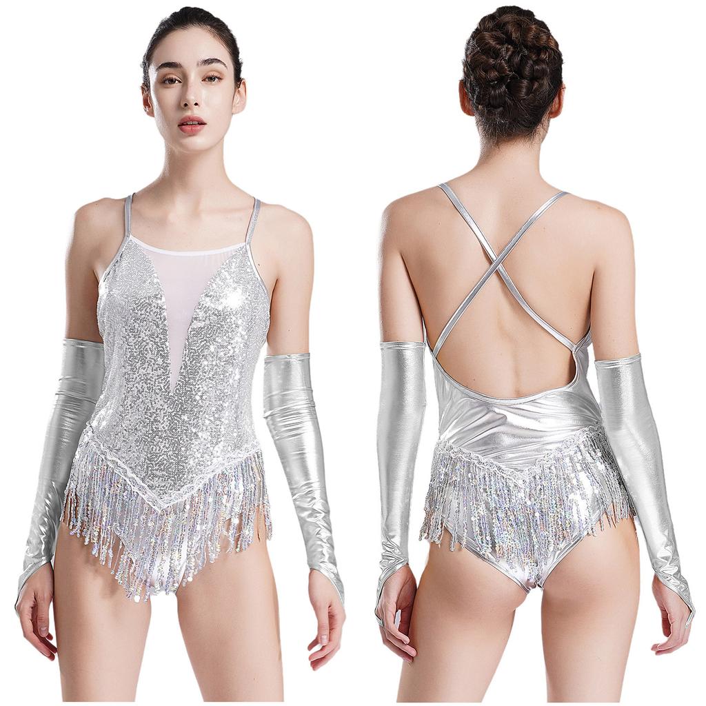 Латинский джаз танго танцевальные костюмы для женщин боди с кисточками 1920-е годы тематическая вечеринка танго сальса бальный купальник с перчатками без пальцев